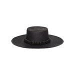 Black straw bolero hat from Raku - Wide Brim adorned with tagua nut beads