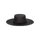 Black straw bolero hat from Raku - Wide Brim adorned with tagua nut beads
