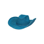 Blue straw cowboy hat made from genuine Toquilla straw in sustainable materials