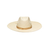 Beige Toquilla straw hat with brown band, a genuine Panama hat made from sustainable materials