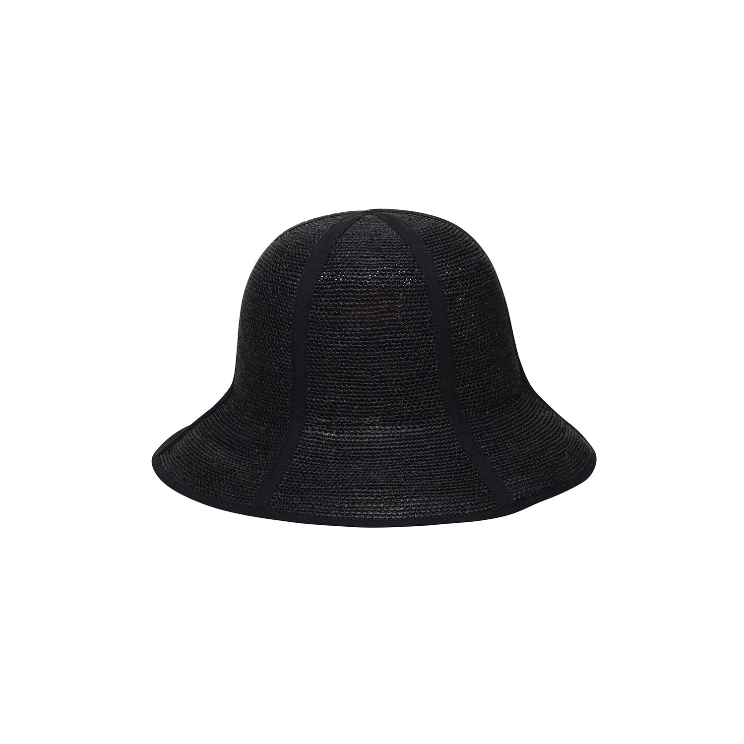 Black woven sun hat made from natural toquilla straw, perfect for stylish summer days