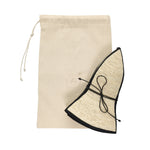 Straw sun hat with drawstring bag, made from natural toquilla straw, named Sandra - Foldable