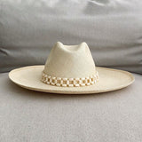 Beaded Peoni - Wide Brim hat made from natural toquilla straw for stylish sun protection