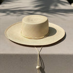 Straw sun hat with chin strap, Jacaranda, wide brim genuine Panama hat made from toquilla straw