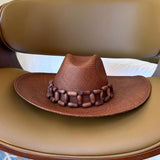 Handcrafted Brown Toquilla Straw Cowboy Hat with Beaded Band from Ine