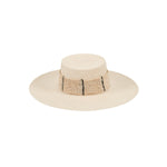 Wide-brimmed straw hat named Toledo made from natural toquilla straw with decorative band