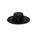 Black straw hat named Toledo featuring a beaded band, crafted from natural toquilla straw