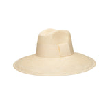 Wide-brimmed straw hat with ribbon, a genuine Panama hat made from toquilla straw
