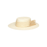 Straw boater hat with fringe, ethically handcrafted from toquilla straw as Caracara