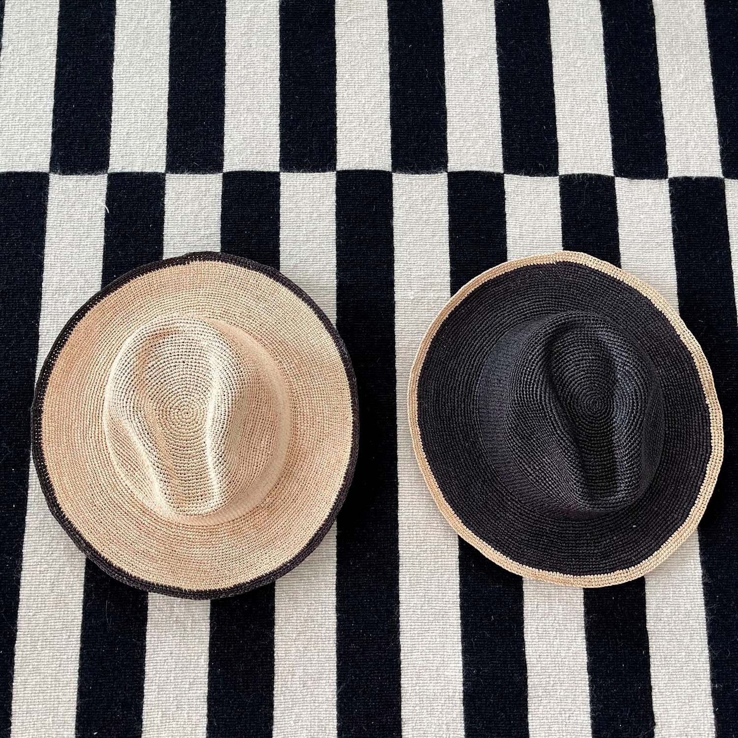 Two Paya Packable woven hats made from genuine Panama hat toquilla straw