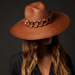 Handcrafted Panama Hat featuring a Brown Toquilla Straw design and wooden bead band