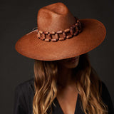 Handcrafted Panama Hat featuring a Brown Toquilla Straw design and wooden bead band