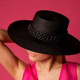 Black woven sun hat named Wasi - Wide Brim made of natural toquilla straw