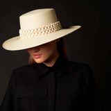 Wide-brimmed straw hat made of natural toquilla straw for stylish sun protection