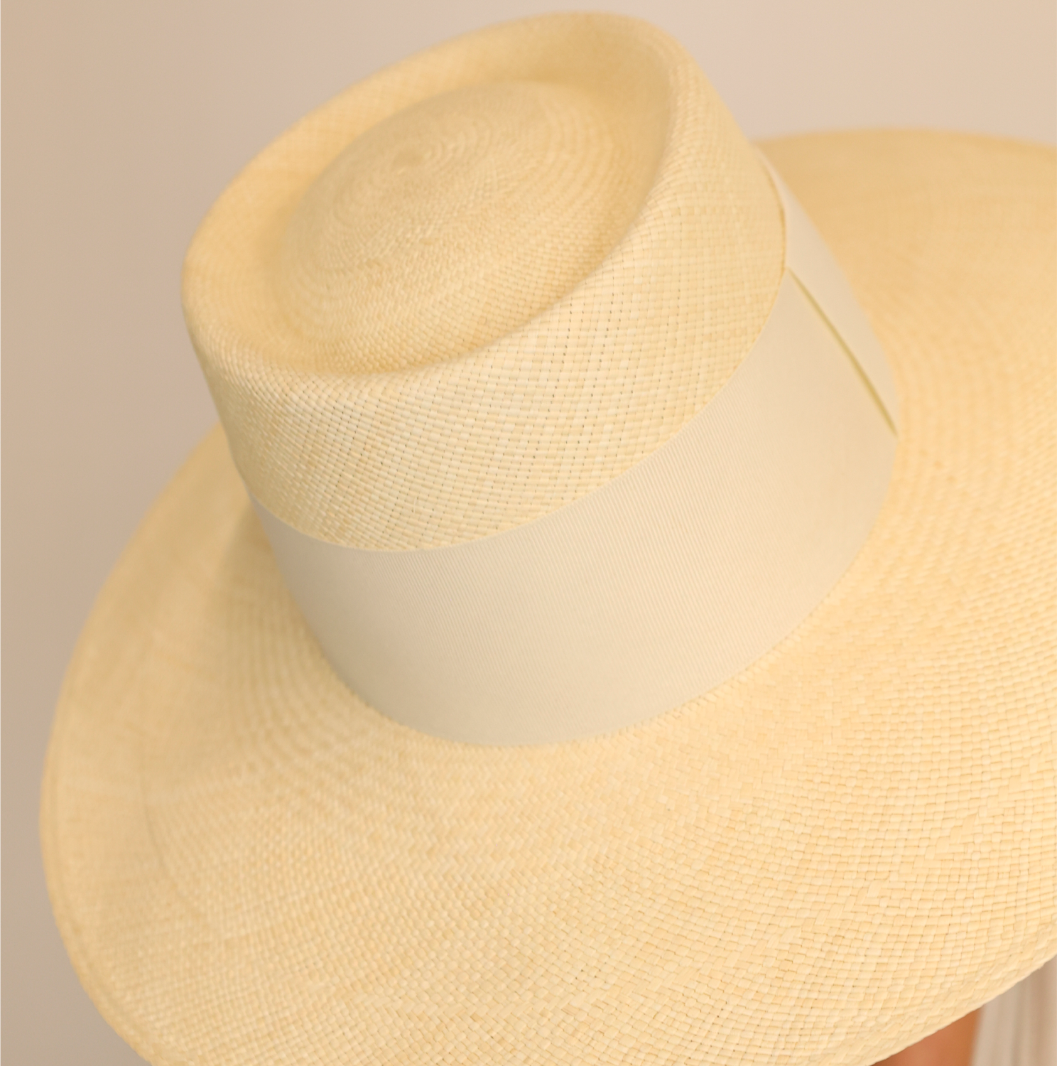Cream-colored straw hat, Ibiza Wide Brim, made from toquilla straw, genuine Panama hat