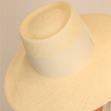 Cream-colored straw hat, Ibiza Wide Brim, made from toquilla straw, genuine Panama hat
