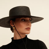 Black Jacaranda wide brim toquilla straw hat, a genuine Panama hat for stylish sun protection