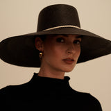Wide-brimmed black toquilla straw hat from the Napoli Extra Wide Brim collection