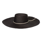 Black toquilla straw bolero hat Napoli with extra wide brim for stylish sun protection