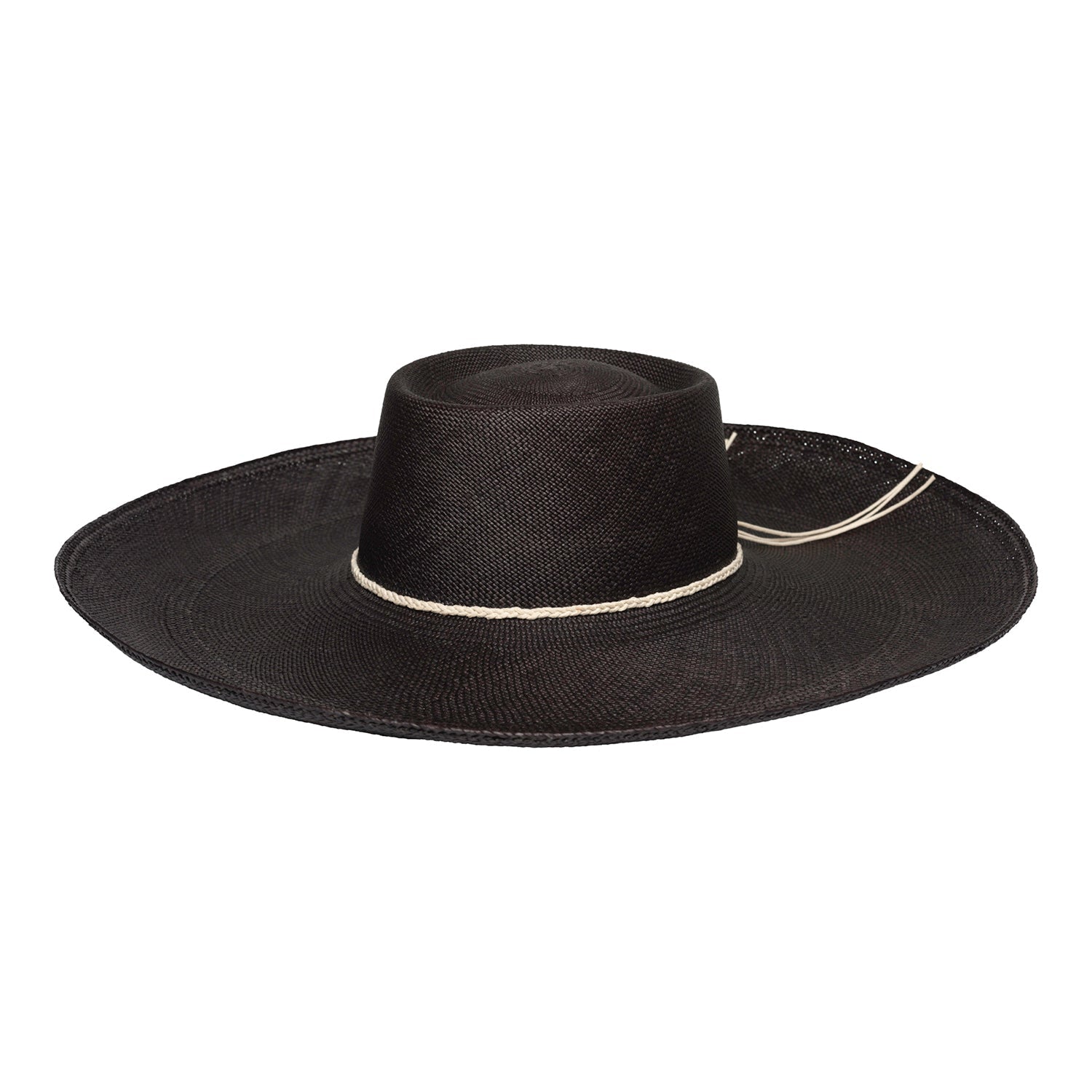 Black toquilla straw bolero hat Napoli with extra wide brim for stylish sun protection