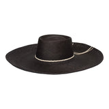 Black toquilla straw bolero hat Napoli with extra wide brim for stylish sun protection