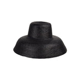Black straw sun hat made from natural mocora straw, perfect for sunny days in Bali