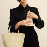 Woven straw tote bag made from natural toquilla straw, named Sandra - Foldable