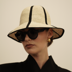 Stylish Sandra Foldable Hat in Natural Toquilla Straw with Black Trim