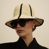 Stylish Sandra Foldable Hat in Natural Toquilla Straw with Black Trim