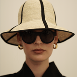 Stylish Sandra Foldable Hat made of natural toquilla straw with black trim