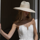Wide-brimmed straw hat made from Toquilla straw, the genuine Panama hat Antibes style