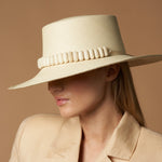 Beaded Straw Hat Raku - Wide Brim adorned with tagua nut beads for stylish sun protection