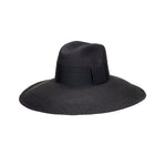 Black wide-brimmed Antibes genuine Panama hat made from sustainable toquilla straw materials