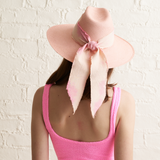 Pink hand dyed toquilla straw hat with tie and custom initials