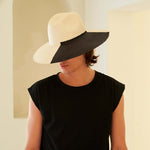 Two-tone sun hat Cassis made from Toquilla straw, an ethically handcrafted genuine Panama hat