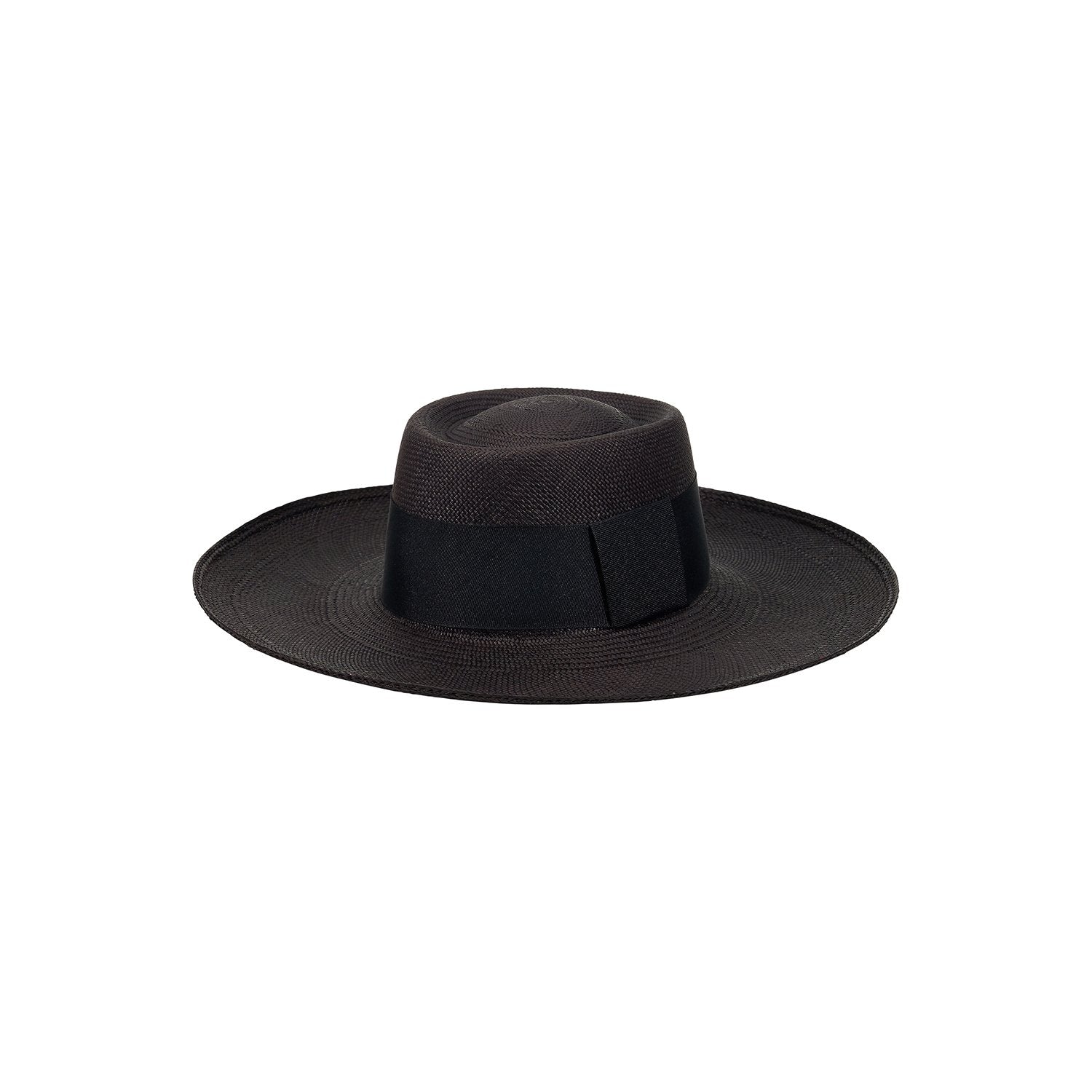 Dark brown Ibiza Wide Brim hat made from toquilla straw with a stylish black band