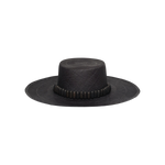 Black straw bolero hat from Raku - Wide Brim adorned with tagua nut beads