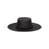 Black straw bolero hat from Raku - Wide Brim adorned with tagua nut beads