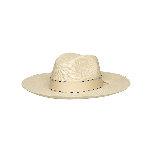 Aria - Wide Brim Ribbon Band Panama Toquilla Straw Hat  display picture 1
