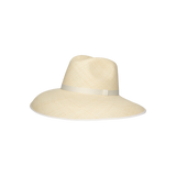 Cream-colored straw sun hat, wide brim design in Anna Visor Hat collection
