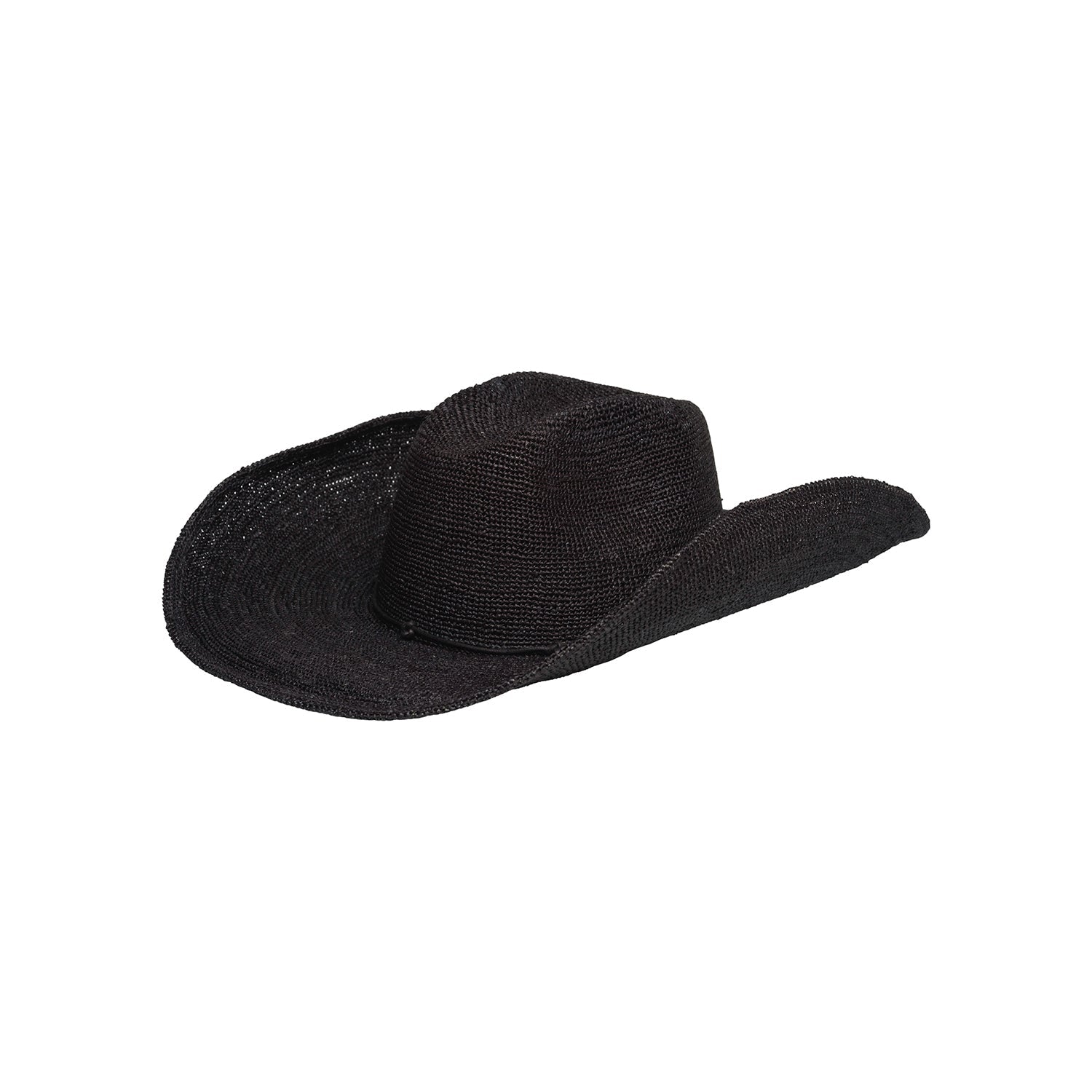 Black woven cowboy hat from Hacienda - Packable, ethically handcrafted with toquilla straw