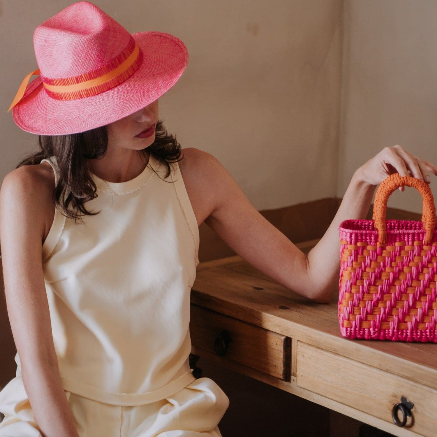 Bella - Hat - Artesano Handcrafted Toquilla Straw Hats Pink