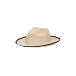 Straw fedora with dark trim, ethically handcrafted toquilla straw, Paya Packable hat