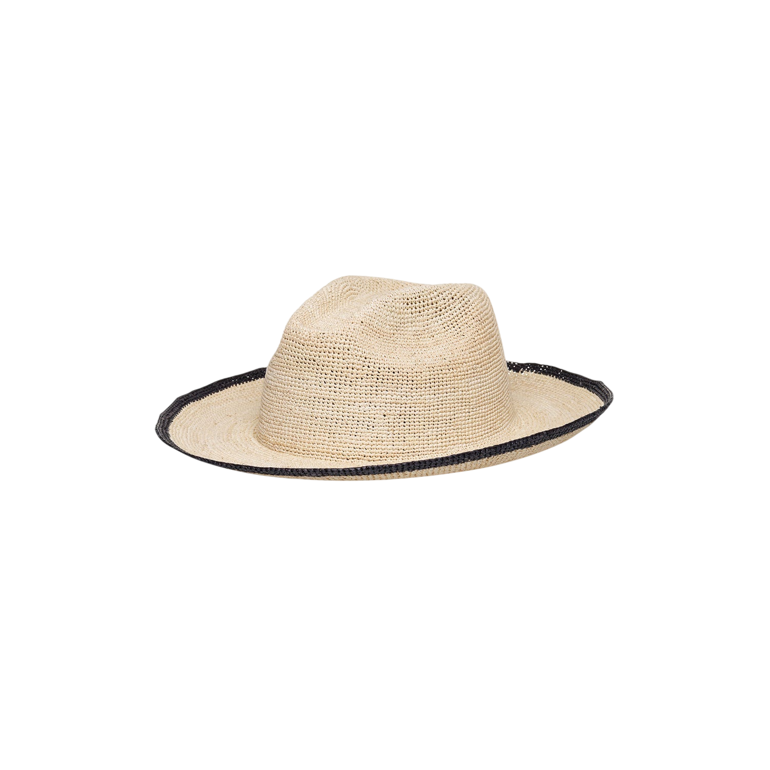Straw fedora with dark trim, ethically handcrafted toquilla straw, Paya Packable hat