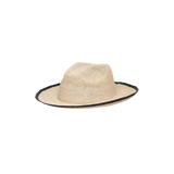 Straw fedora with dark trim, ethically handcrafted toquilla straw, Paya Packable hat