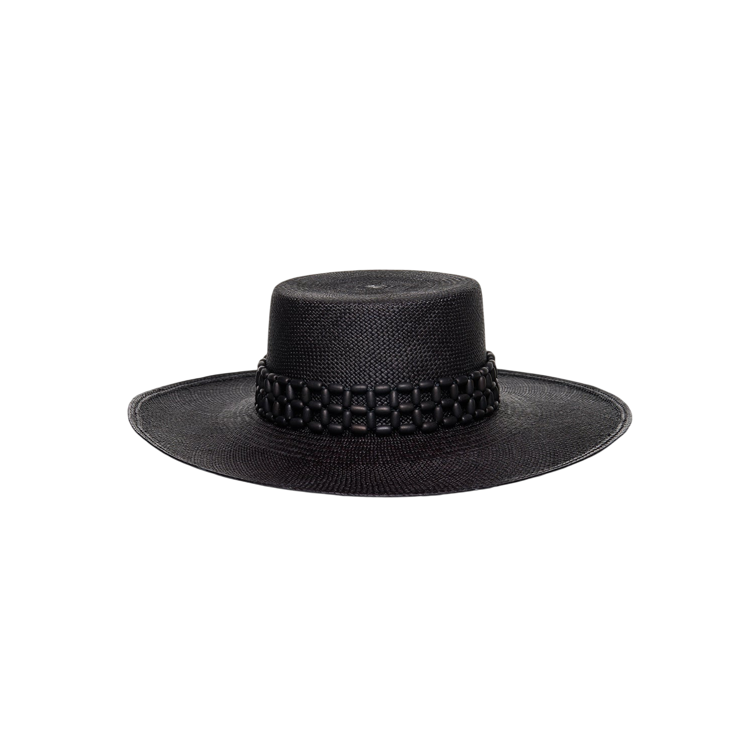 Black Straw Bolero Hat from Wasi in Natural Toquilla Straw for stylish sun protection