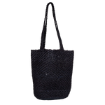 Black woven tote bag from Kai Bag, inspired by genuine Panama hat craftsmanship
