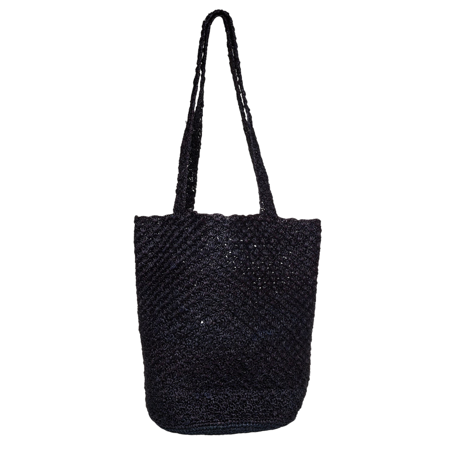 Black woven tote bag from Kai Bag, inspired by genuine Panama hat craftsmanship