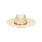 Beige Toquilla straw hat with brown band, a genuine Panama hat made from sustainable materials