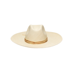Beige Toquilla straw hat with brown band, a genuine Panama hat made from sustainable materials
